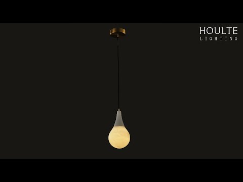 Ares Alabaster Water-Drop Pendant 6"D