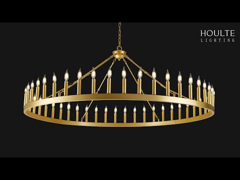 Wagon Wheel Candle Round Chandelier 64"