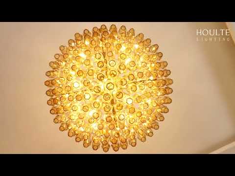 Celestial Drop Round Crystal Glass Chandelier 36"D