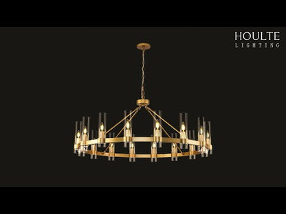 Cylora Glass Tube Round Chain Chandelier 60"