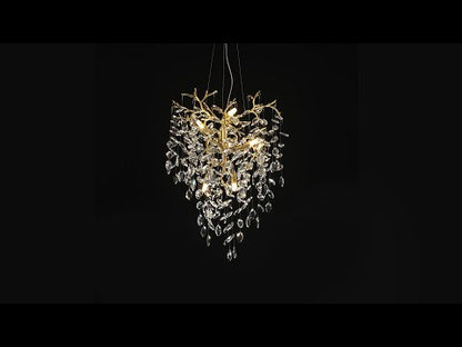 Frostleaf Crystal Grand Cascade Branches Chandelier 21"D