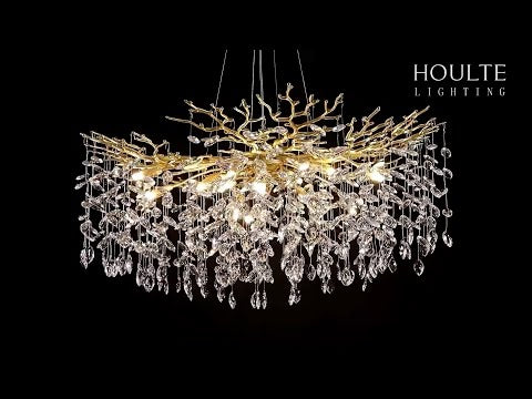 Frostleaf Crystal Cascade Branch Round Chandelier 40"D