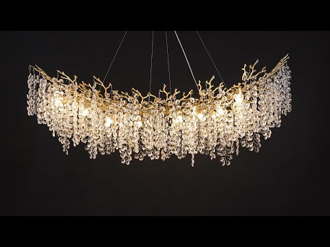 Lustre Branches Crystal Rectangular Chandelier 55"W
