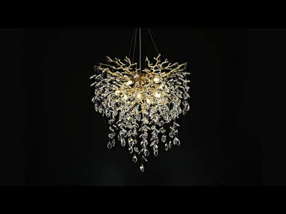 Frostleaf Crystal Grand Cascade Branches Chandelier 24"D