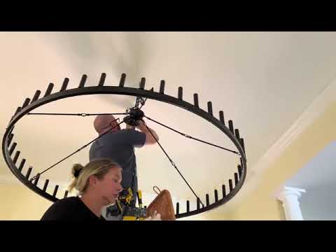 Wagon Wheel Candle Round Chandelier 64"