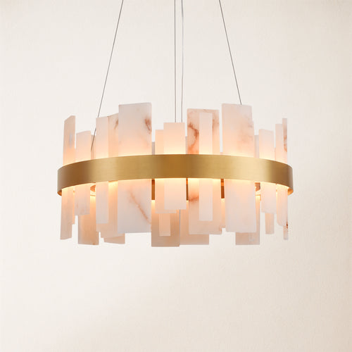 Nocturne Alabaster Round Chandelier 24"