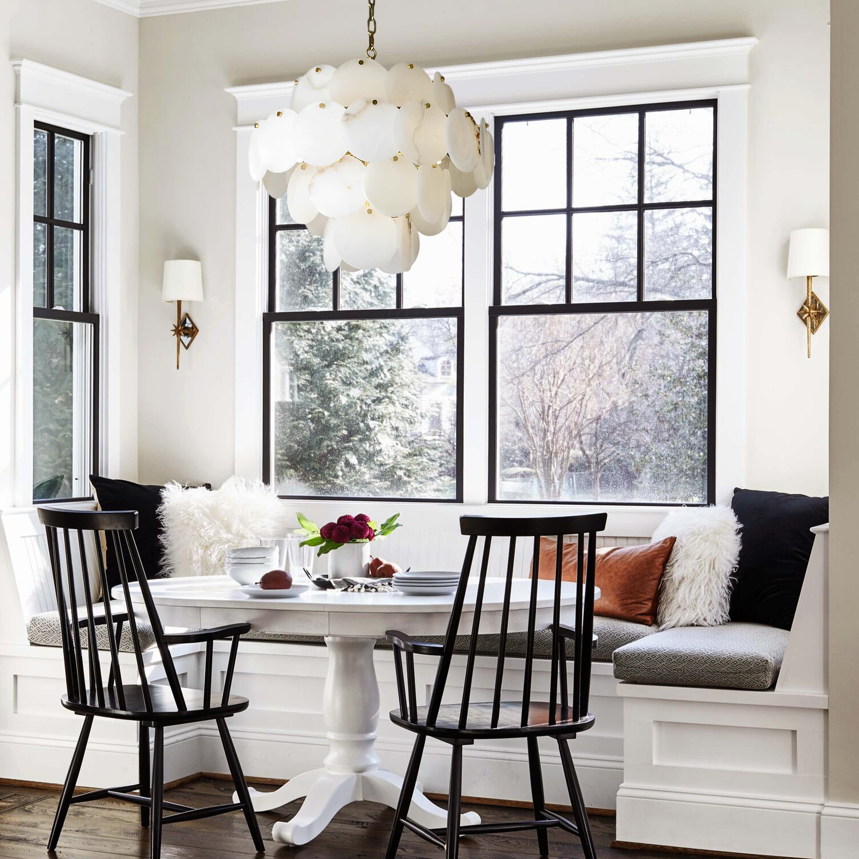 Egwent Alabaster Dish Magnolia Multi-Tiered Round Chandelier 23"D#Finish_Gold