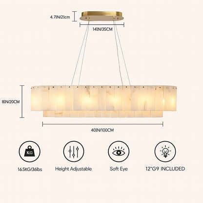 Sawyer Alabaster Oval Chandelier 40"