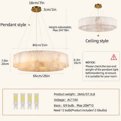 Sawyer Alabaster Round Chandelier 32"