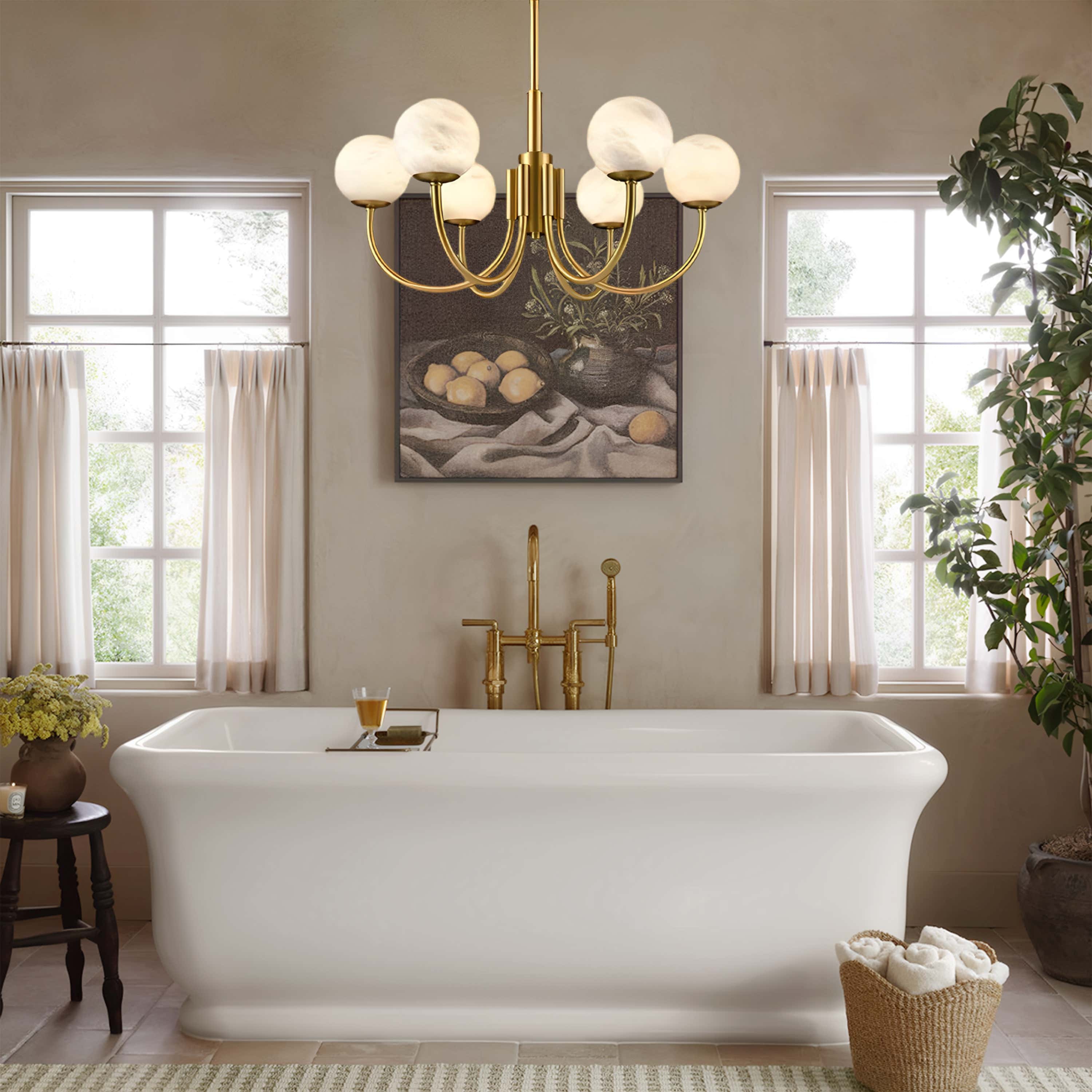 Modern Alabaster Round Art Chandelier 32"D