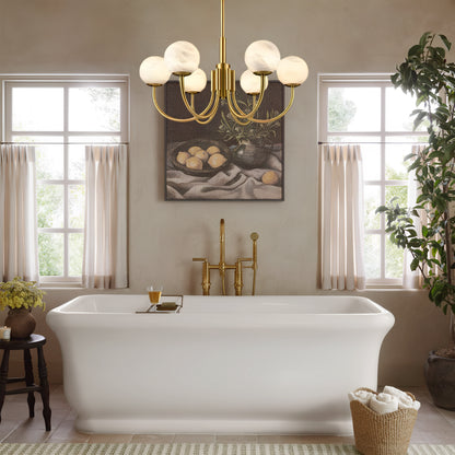 Modern Alabaster Round Art Chandelier 26"D