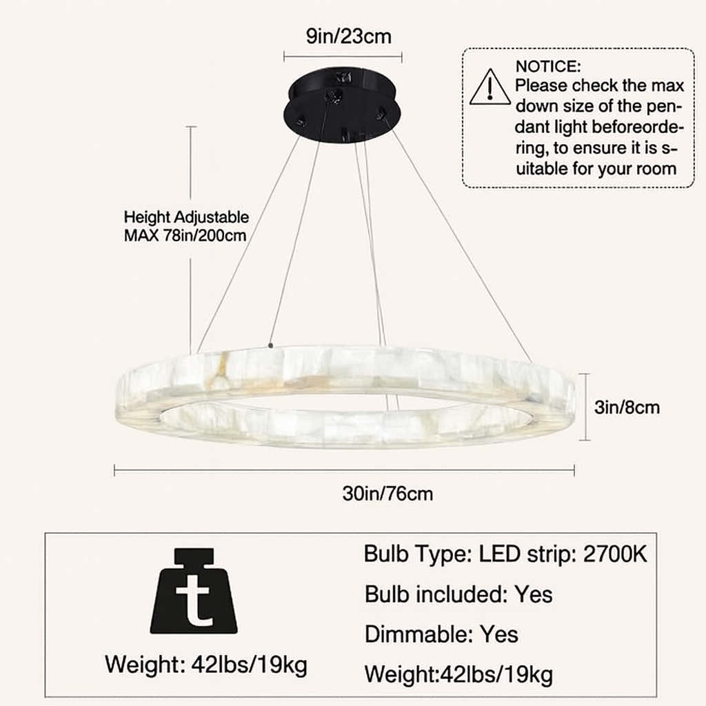 Soluna Alabaster Round Chandelier 30"D