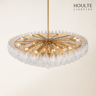 Celestial Drop Round Crystal Glass Chandelier 48''D