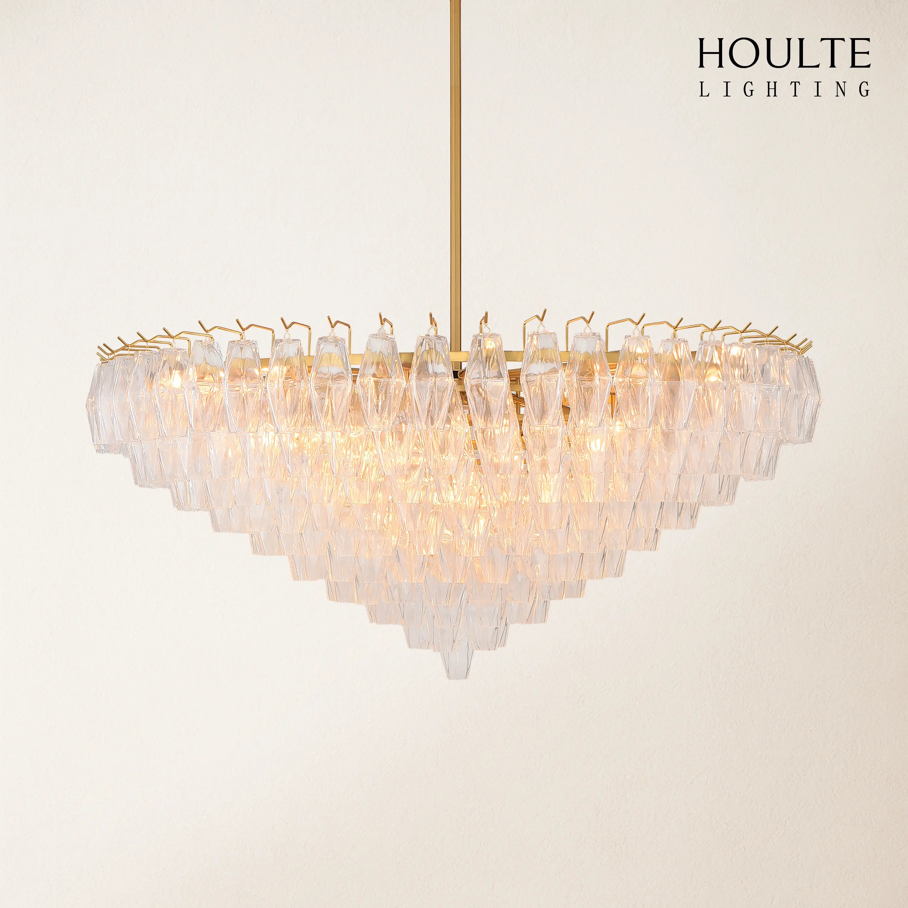Celestial Drop Round Crystal Glass Chandelier 48''D
