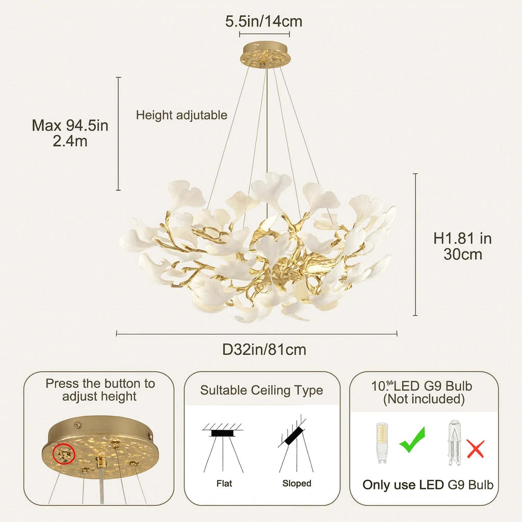 Twilight Branches Ceramic Glow Round Chandelier 32"D