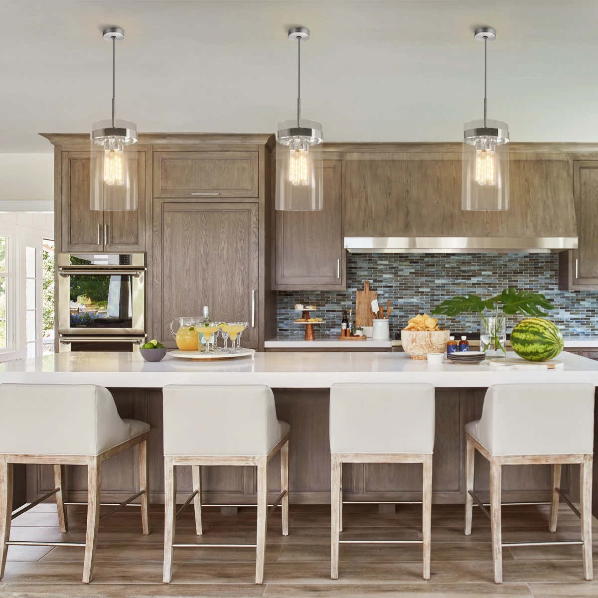 Armature Round Glass Pendant 8"D