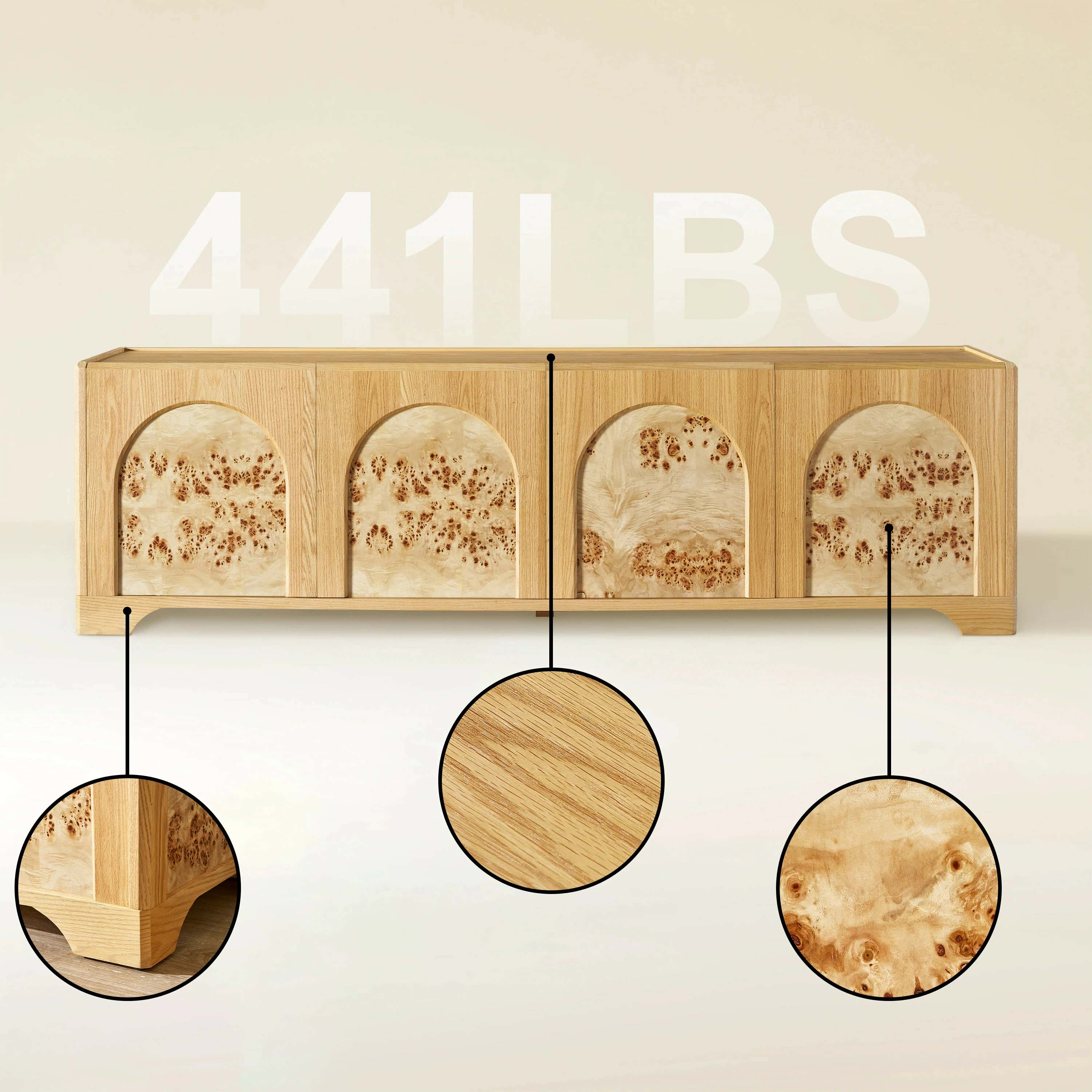 Aurora Oak Media Console 80"