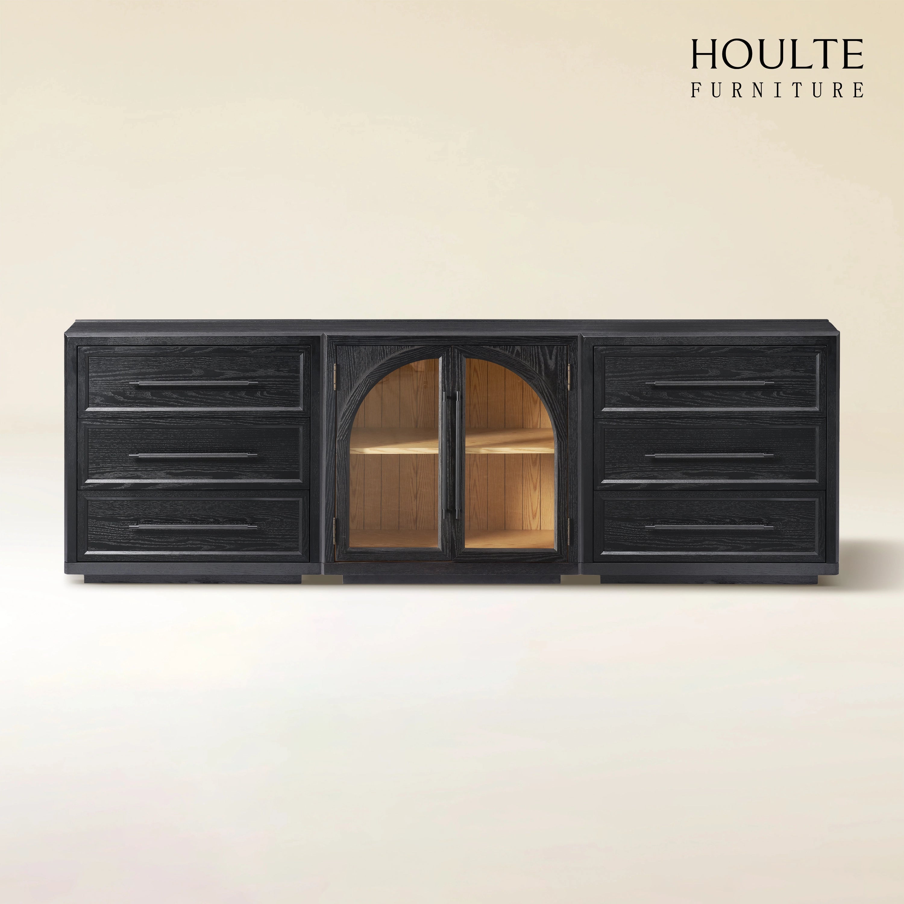Alvar Arched 94.5″ Oak Modular Media Console(Set of 3)