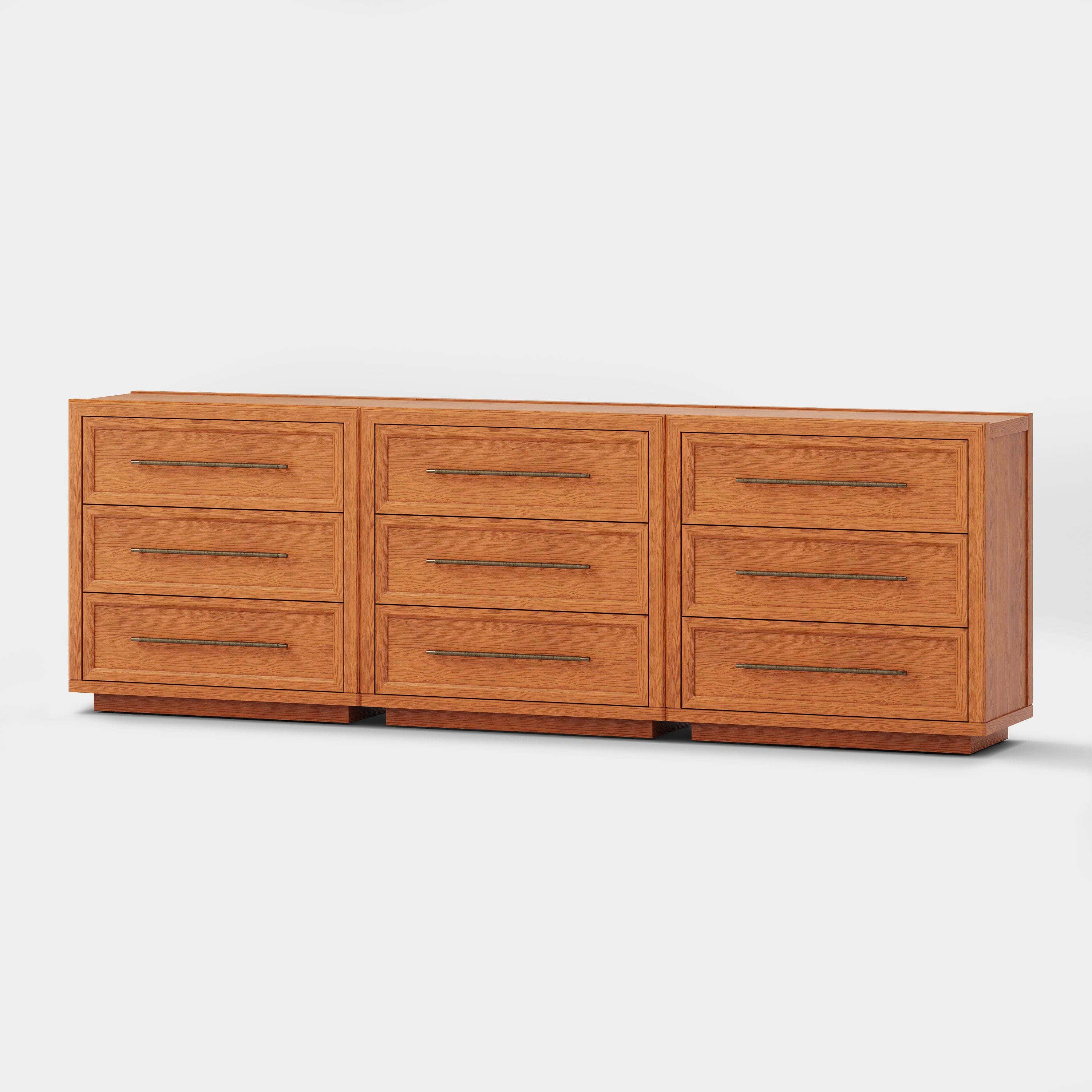 Alvar 95″ Oak 9-Drawer Chest(Set of 3)