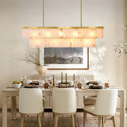 Solmare Alabaster Rectangular Chandelier 55"W
