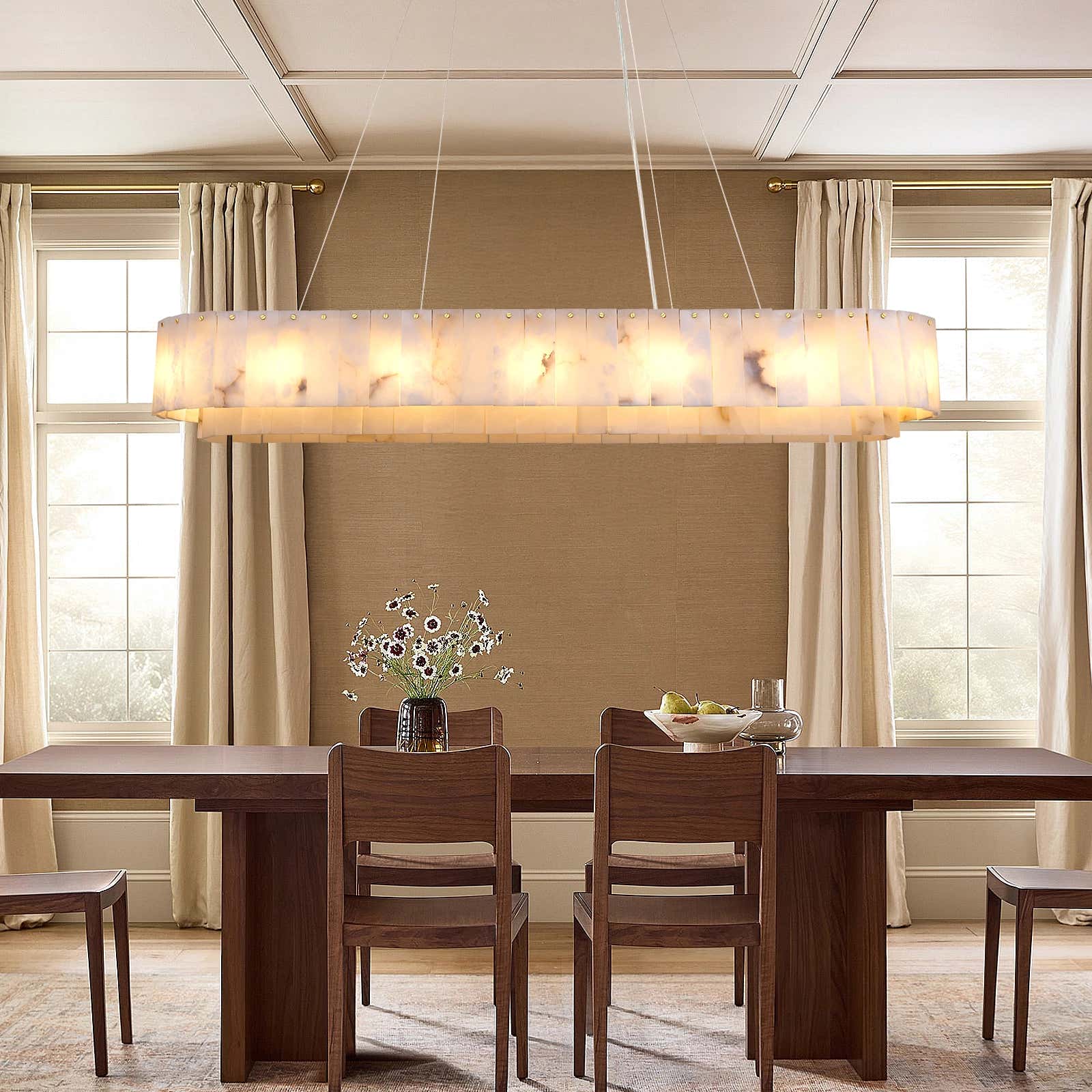 Sawyer Alabaster Oval Chandelier 54"#Finish_Gold