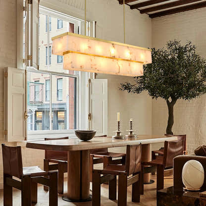 Solmare Alabaster Rectangular Chandelier 55"W