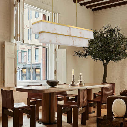 Solmare Alabaster Rectangular Chandelier 55"W