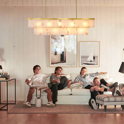 Solmare Alabaster Rectangular Chandelier 55"W